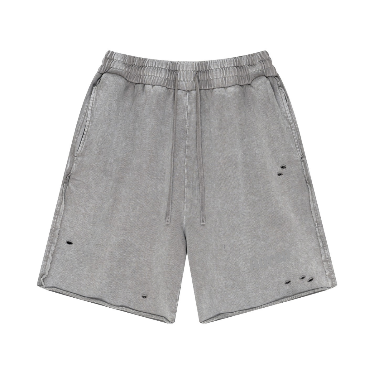 330GSM Unisex 100%Cotton Beefy Fabric Handcrafted Distressed Shorts Medium Grey