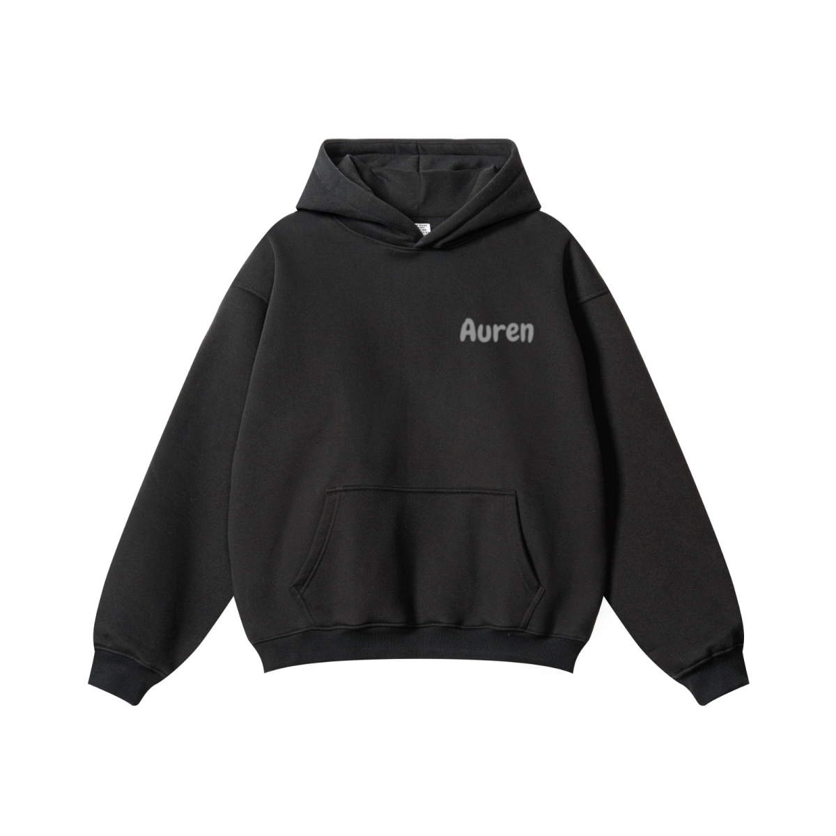 345GSM Men's Solid Color Pullover Hoodie Black