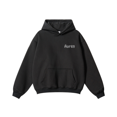 345GSM Men's Solid Color Pullover Hoodie Black