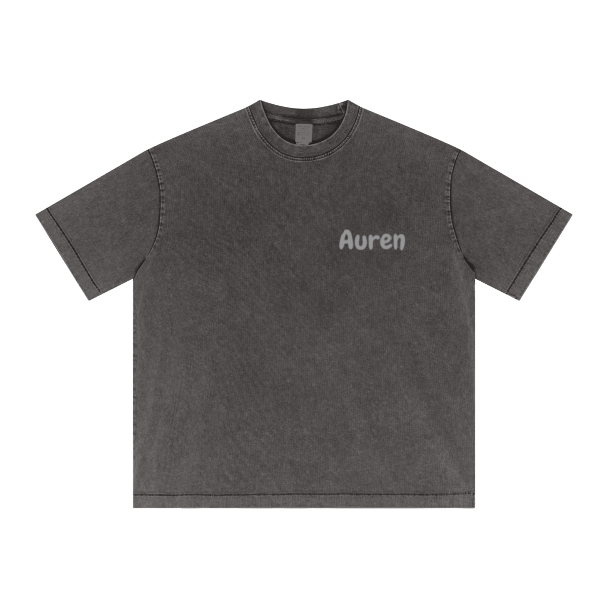 285GSM Unisex Distressed Snow-Wash Batik Plain Fabric T-shirt Dark gray