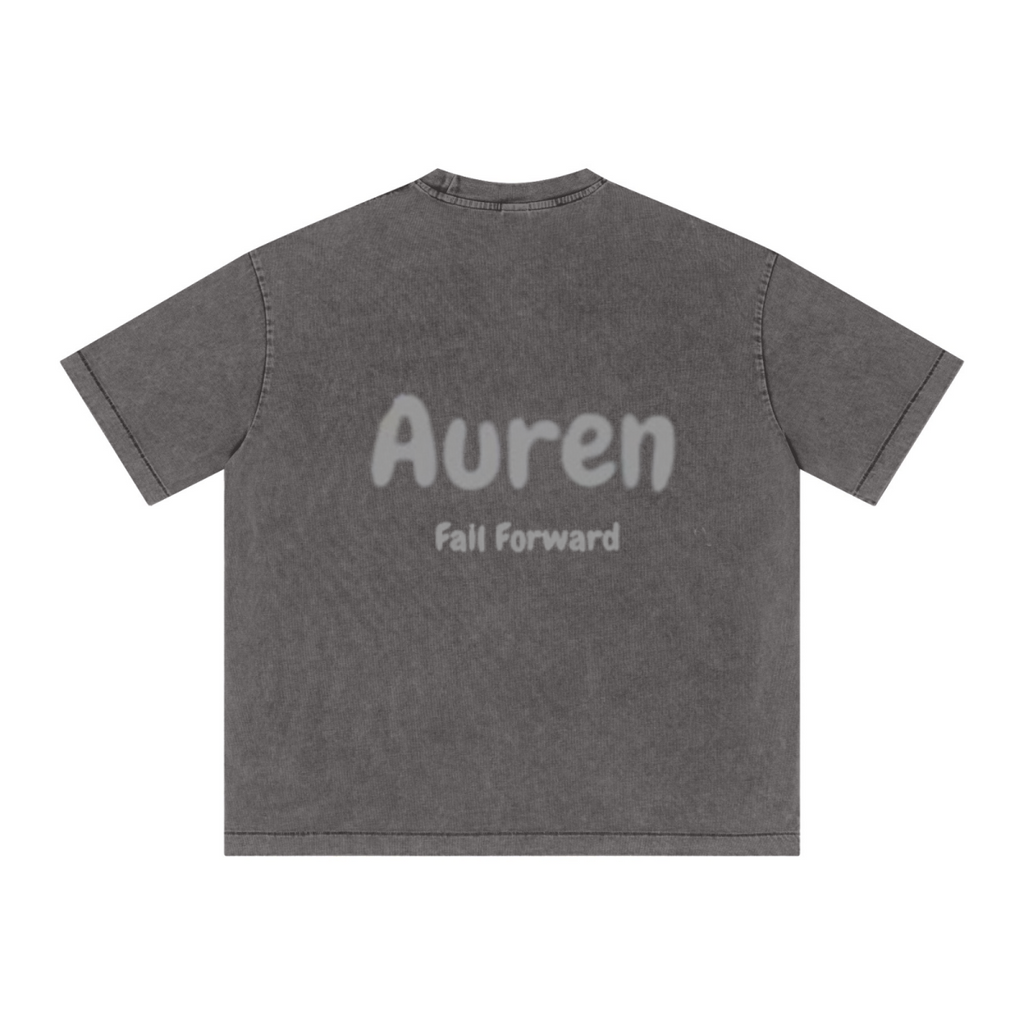 285GSM Unisex Distressed Snow-Wash Batik Plain Fabric T-shirt Dark gray